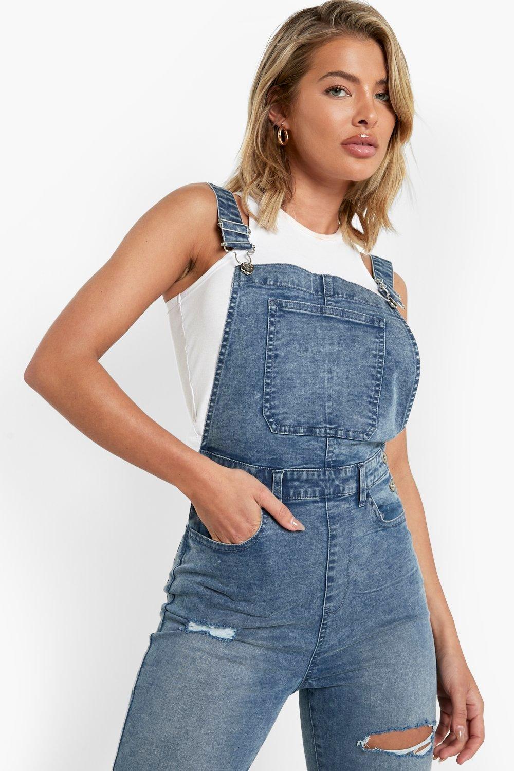 Ripped hot sale denim dungarees